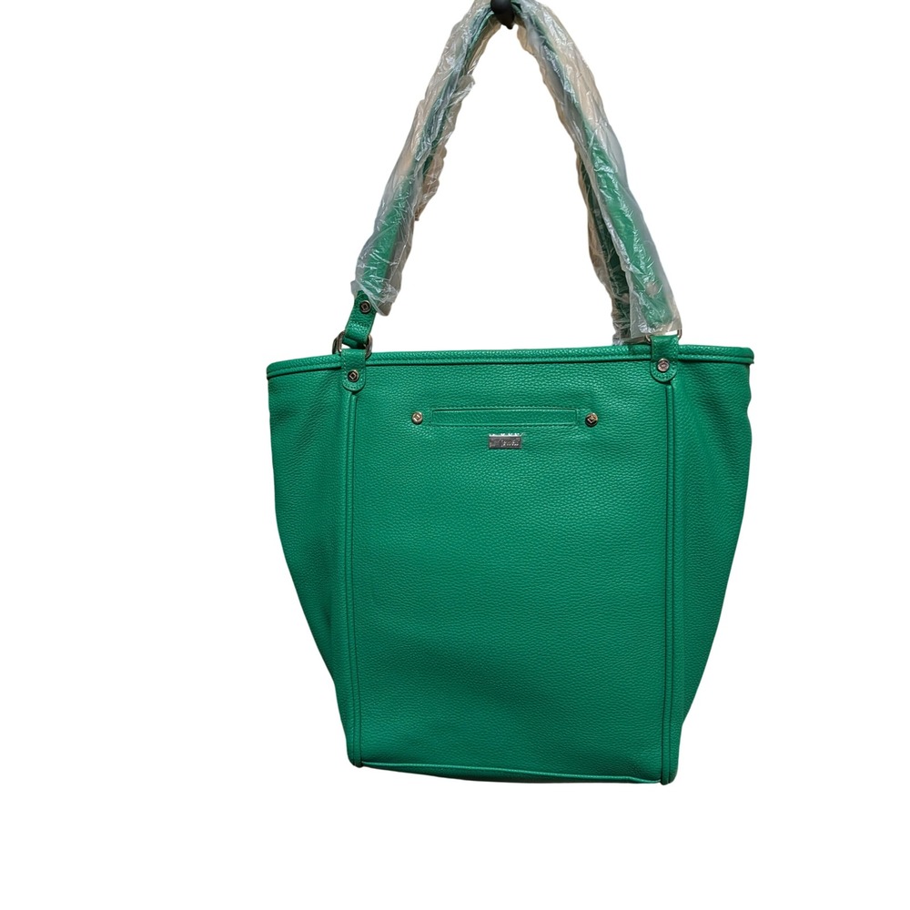 Jewell by Thirty-One Emerald Green Pebbled Faux Leather Tote Shoulder Bag Purse